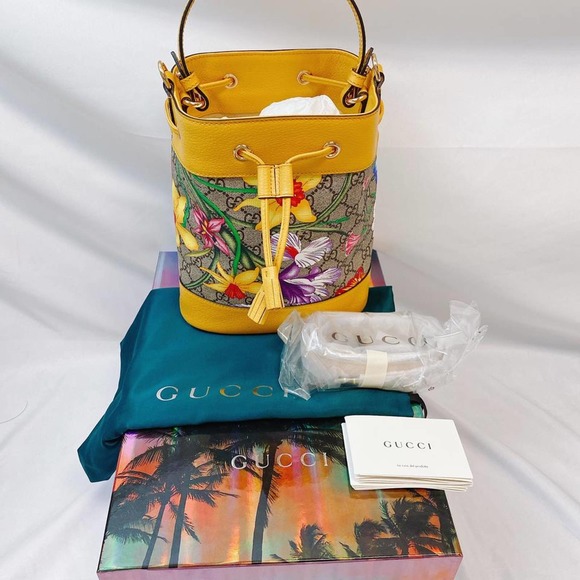 GUCCI Ophidia GG flora leather bucket bag - Picture 7 of 9